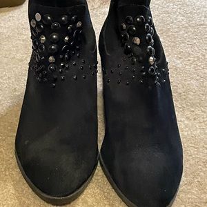 Anne Kline studded suede black booties size 9